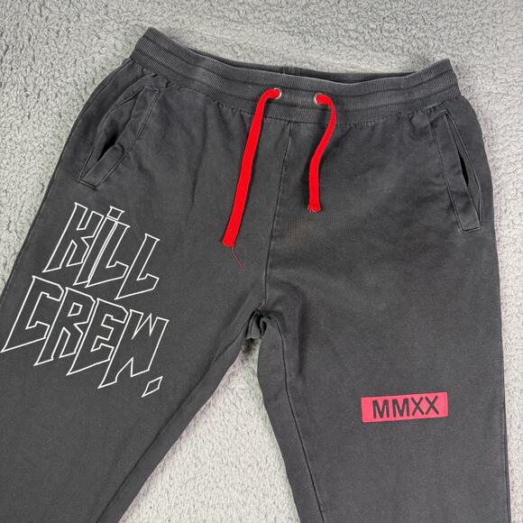 Kill Crew Sweat Pants Mens M Black Jogger Muay Thai Jiu Jitsu Fleece Drawstring - Picture 1 of 8